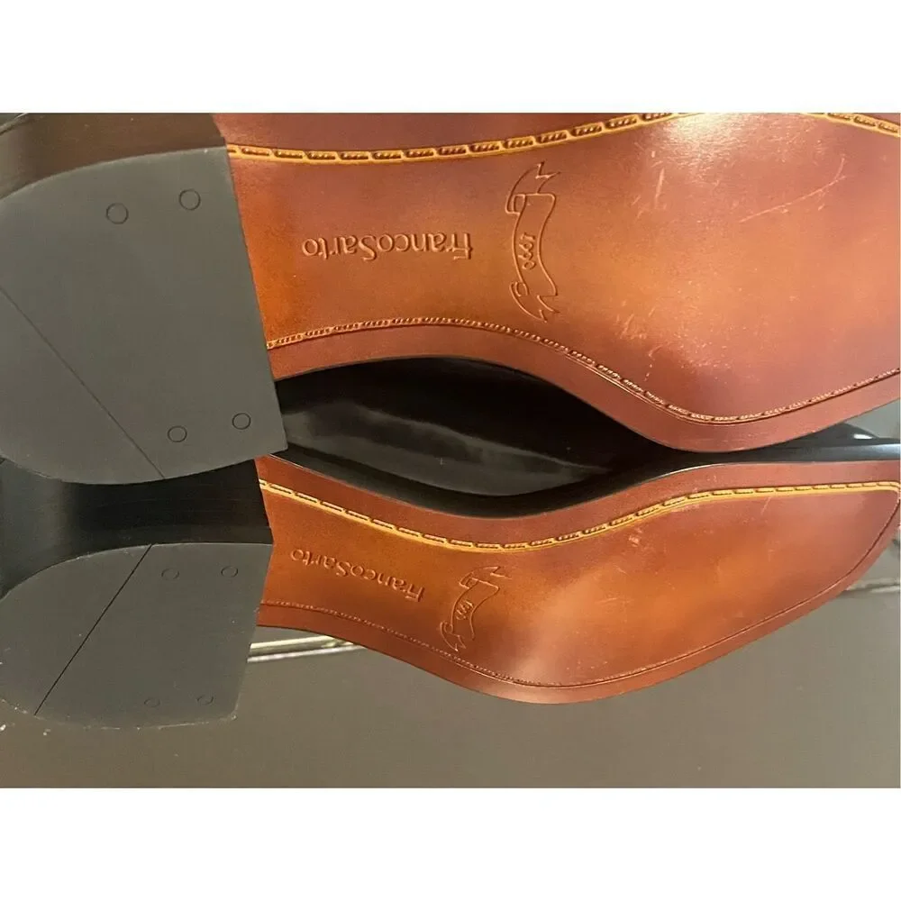NWOB Franco Sorto Donna Block Heel Tassel Faux Patent leather Loafers Black 6M